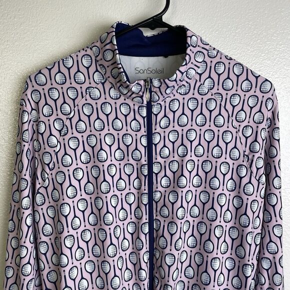 San Soleil Womens Jacket XL Pink Top Full Zip Long Sleeve Tennis Stretch UPF UV - Picture 3 of 9